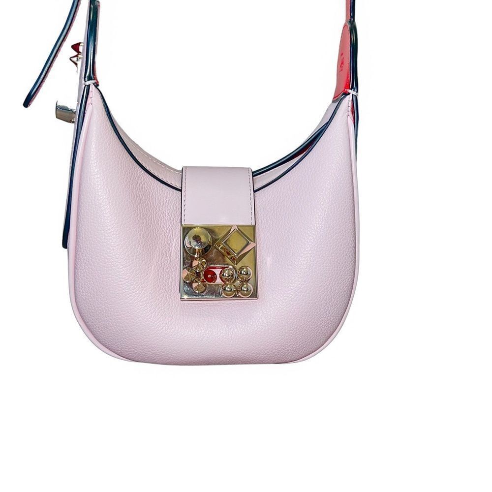 Christian Louboutin Light Pink Small Carasky Mini Calf Skin Leather Shoulder Bag